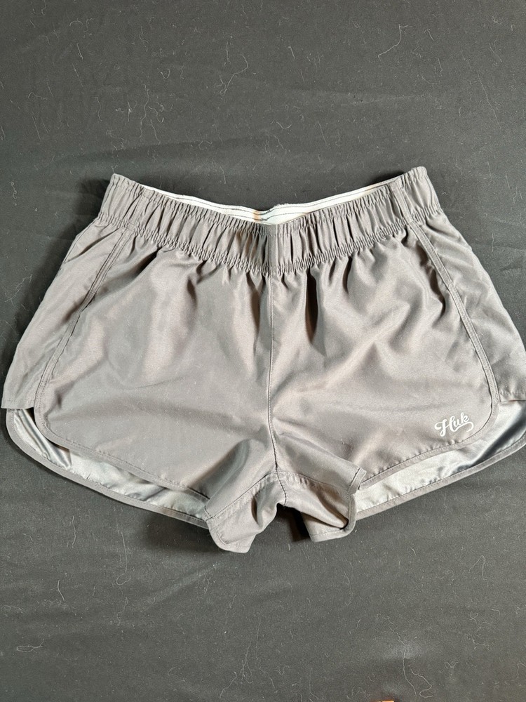 Huk Women's Gray Athletic Fishing Shorts Woven Polyester Drawstring Pocket