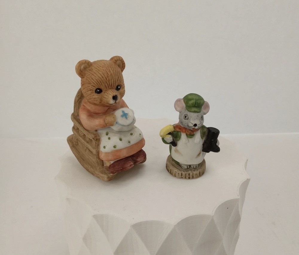 Vintage Homco Mama Bear & Mouse Figurines 1470 Collectibles Miniatures Adorable