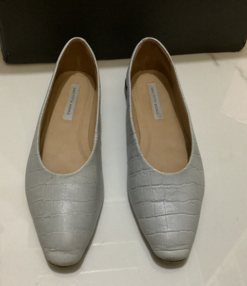 saks fifth avenue light blue comfort flats