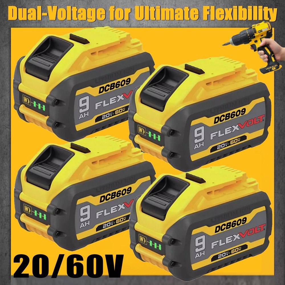4Pack 9.0Ah DeWalt FLEXVOLT 20V/60V MAX Lithium-ion Battery DCB609 DCB606-2