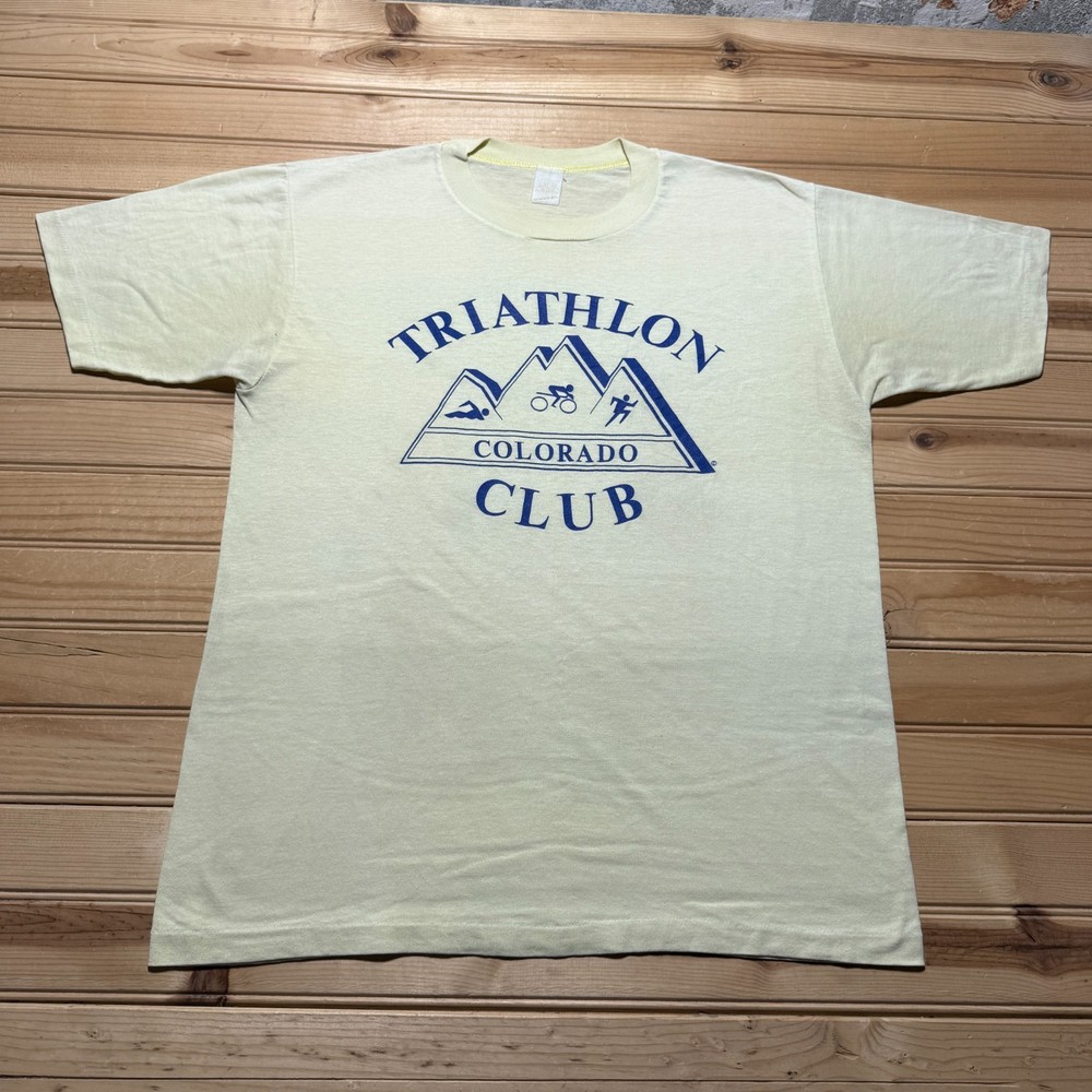 Vintage 70s Colorado Triathlon Club Single Stitch Graphic T-Shirt Men's - Large
