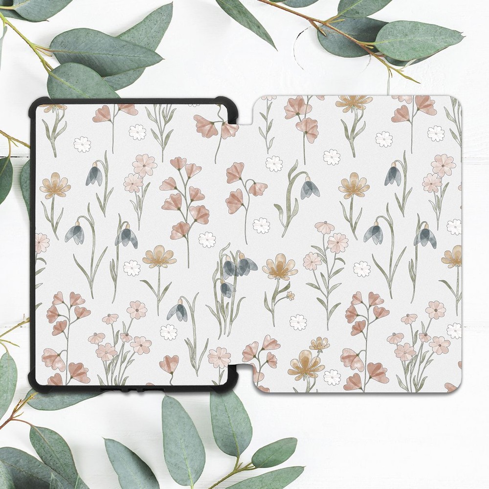 Minimalist White Wildflowers Case for Kindle 10th Gen & Paperwhite
