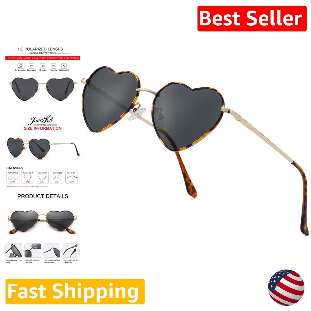 Heart-Shaped Polarized Sunglasses for Women - UV400 Protection and Fashion Charm
