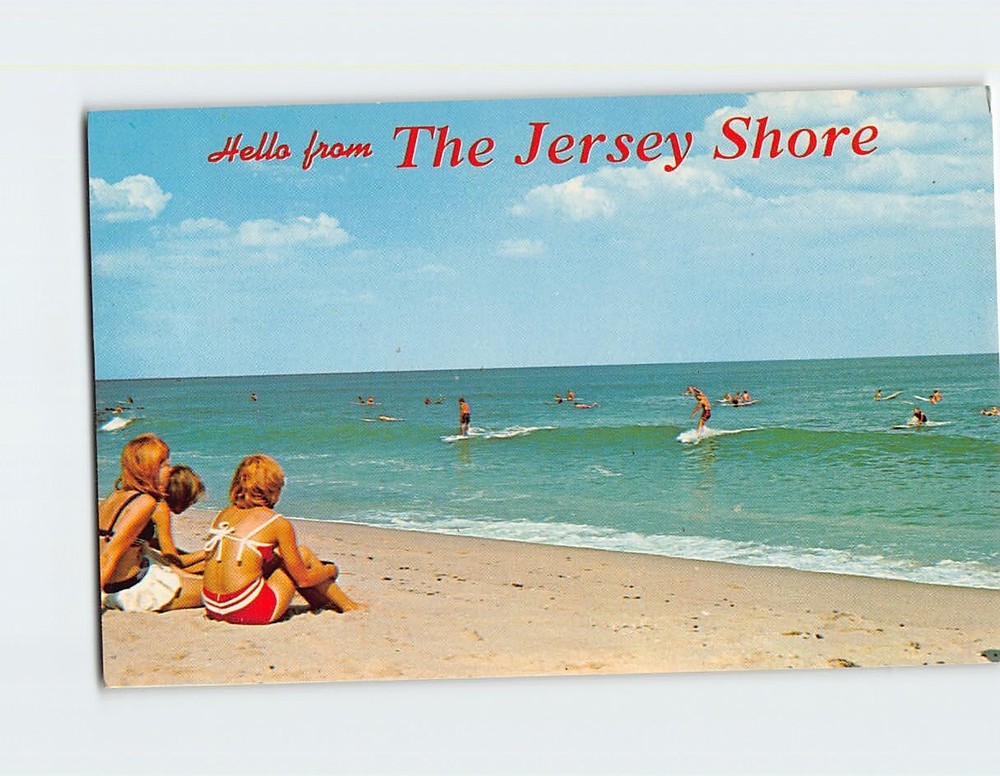 Postcard Watching The Surfers Along The Jersey Seashore Beach Haven NJ USA