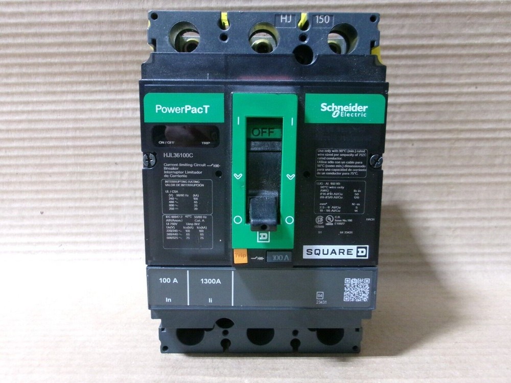 NEW Square D HJL36100C 3 Pole 100 Amp 600V Circuit Breaker Power Pact