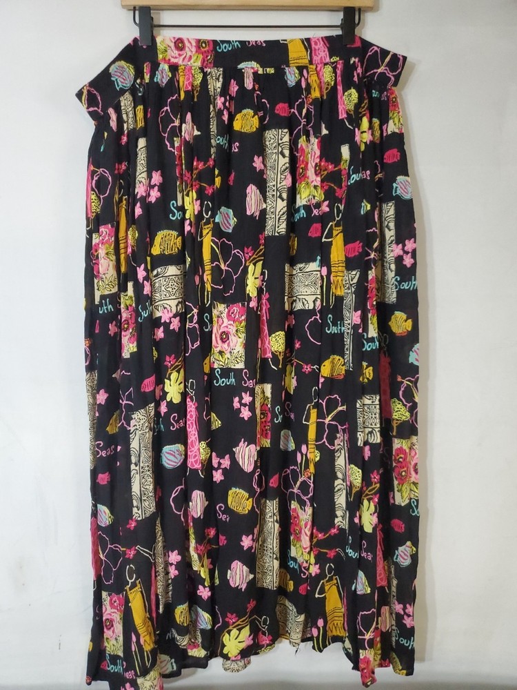 Vintage 90s White Stag Skirt Crinkled Bright Tropical Women's Size 22W/24W