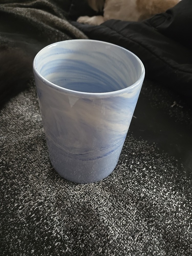 Blue and White Clouds Vase 6.75 Inches Tall 5.5 Inches Wide