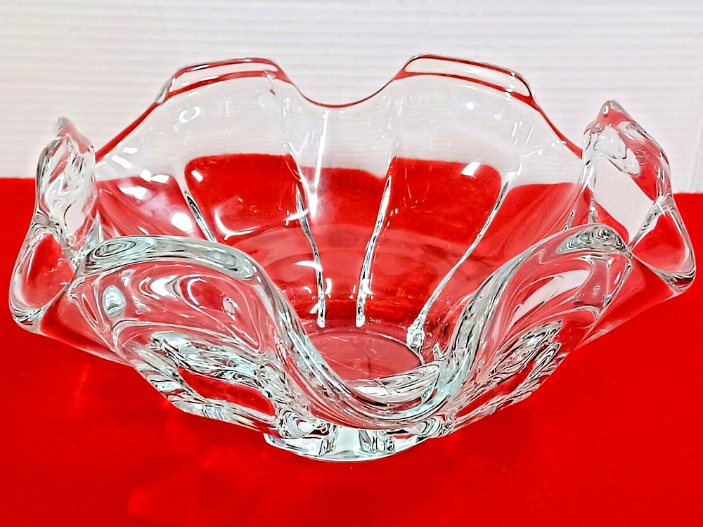 COFRAC Art Verrier France Crystal Centerpiece Bowl Art Glass RARE Vintage Decor