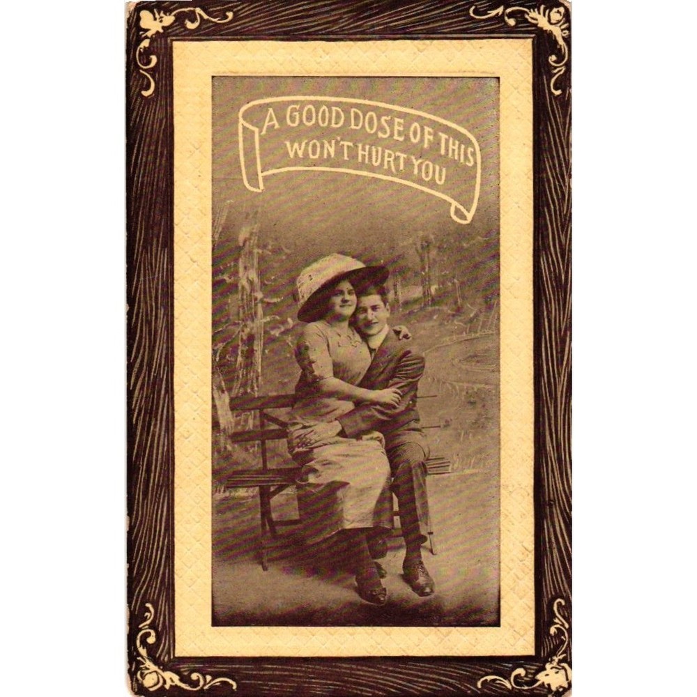 Vintage 1911 RPPC Postcard Romantic Couple Charleston MO Humorous Love Banner