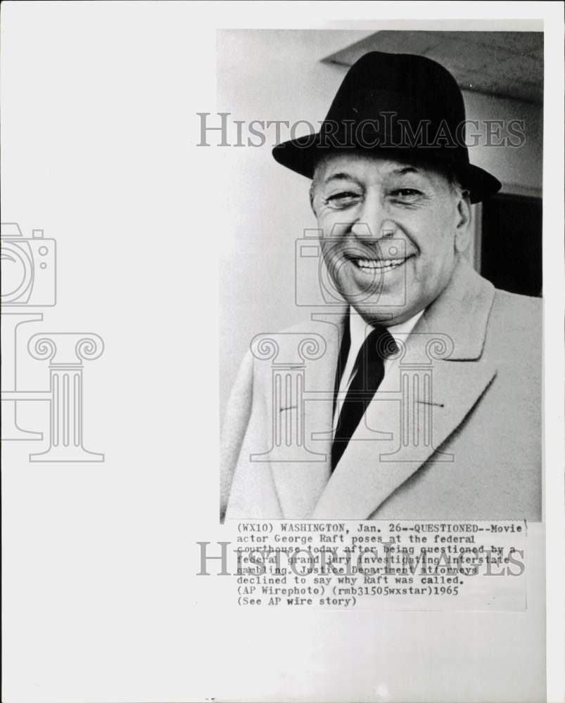 1965 Press Photo Actor George Raft Appears at Federal Courthouse, Washington