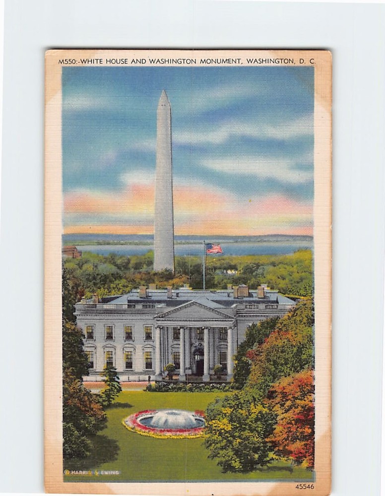 Postcard White House And Washington Monument Washington DC USA