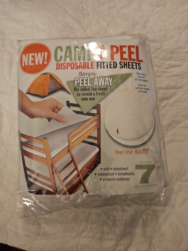 Camp-A-Peel Waterproof Mattress Cover Disposable Fitted Bed Sheets, 70 x 30 x 6