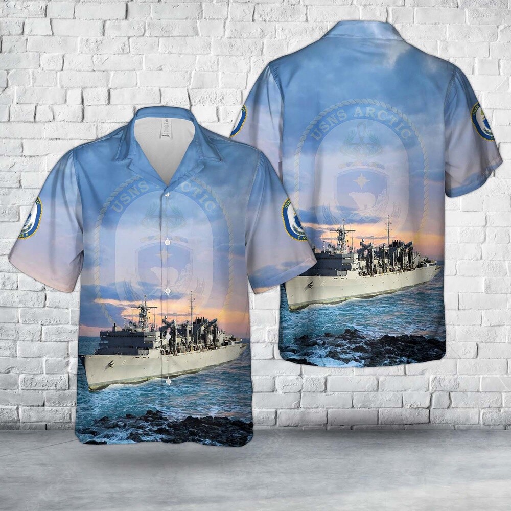 Us Navy Hawaiian Shirt US Navy USNS Arctic T AOE 8 Hawaiian Shirt Military Aloha