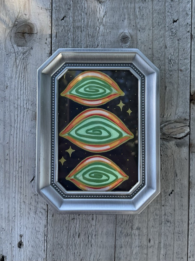 Hypnotizing Eyes Trippy Art Original Framed Artwork 6 x 4.5 Inches Free Shipping