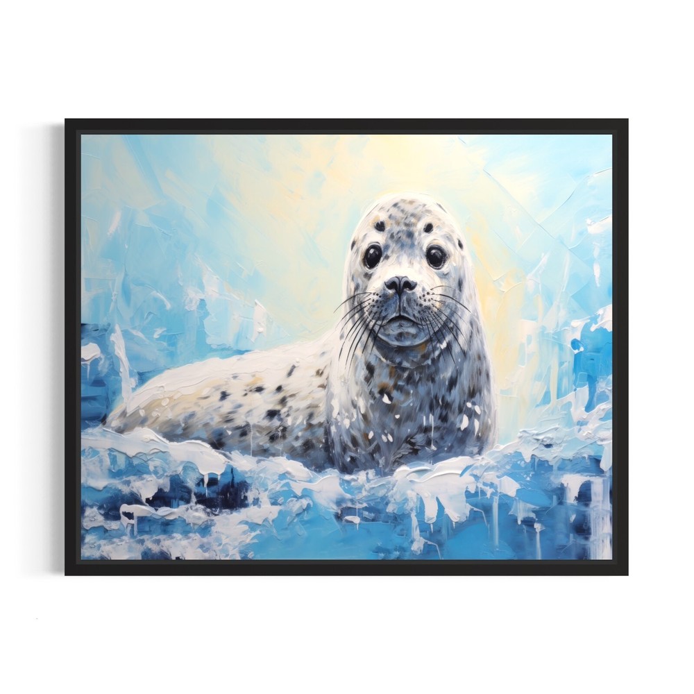 Harp Seal Arctic Animal Art Print Poster Wall Decor Painting