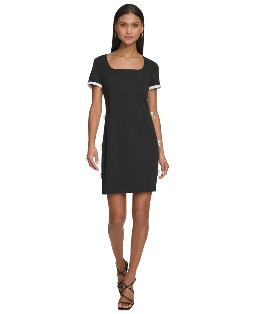 KARL LAGERFELD PARIS Women's Dress Sz 16 Bow Trim Scuba Crepe