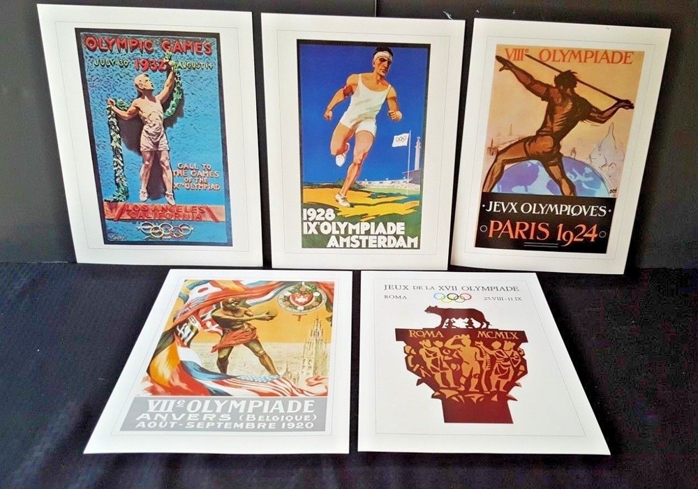 1920-1932 OLYMPIC POSTER LOT (5) 12X16