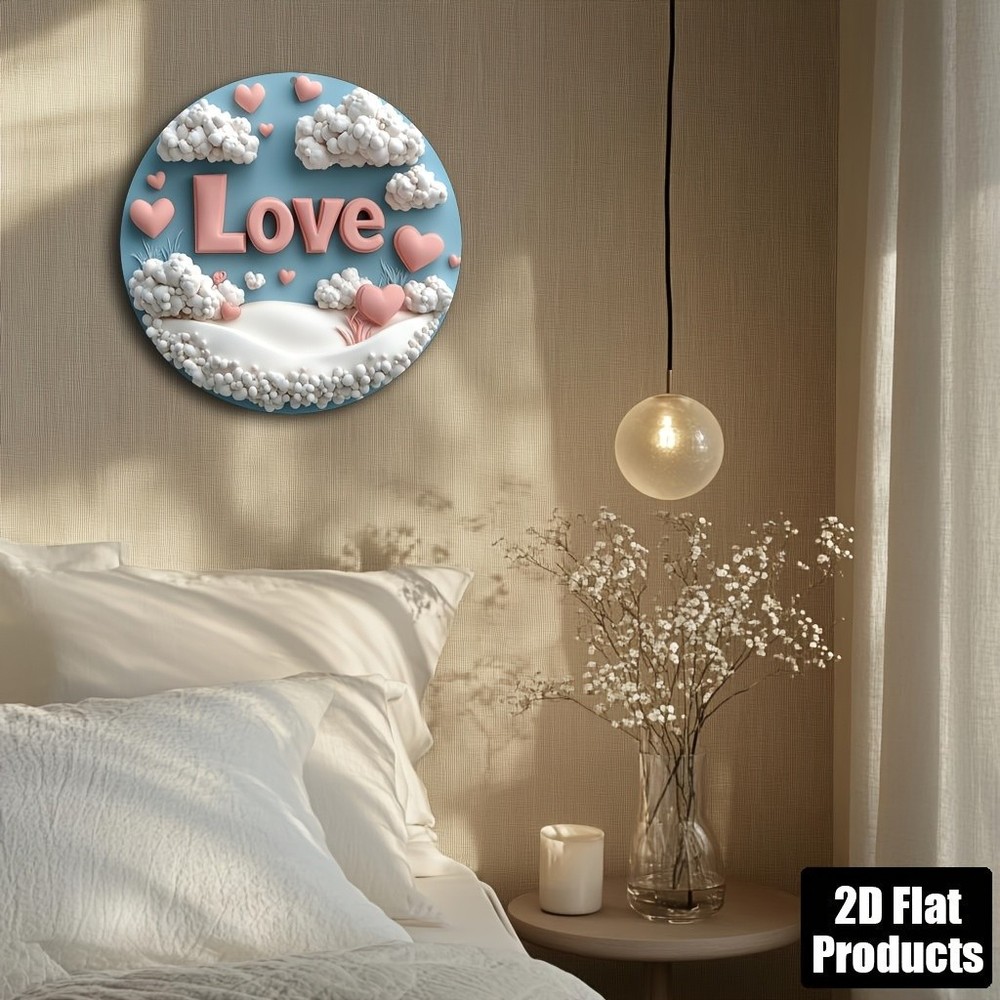 Vintage Love Theme Round Aluminum Metal Sign for Bar Kitchen Decor