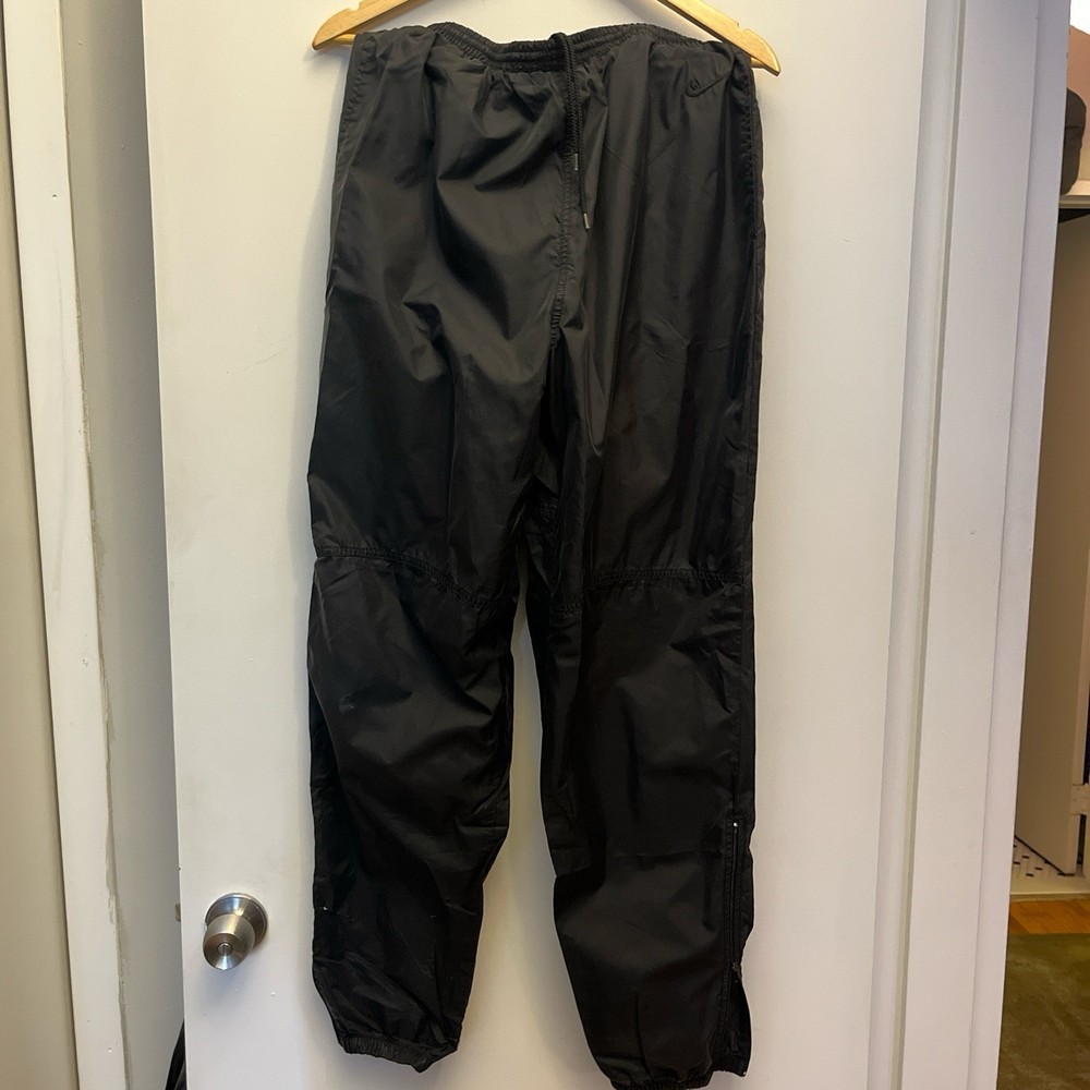 Nike Black Track Pants Vintage 90s Size XL with Drawstring and Zippered Ankle