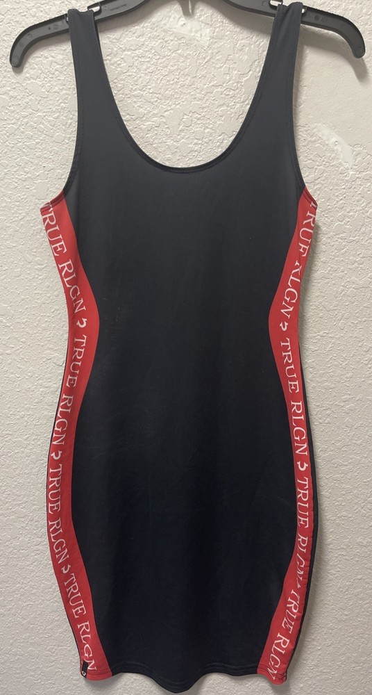 True Religion Women’s Sleeveless Body-Con Mini Dress w/ Logo Sporty Design Sz M