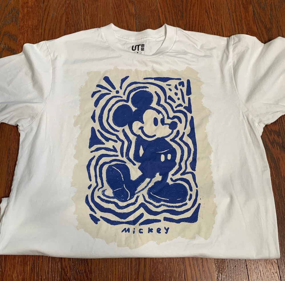 Keith Haring x Micky Mouse UNIQLO UT Disney White Blue T-SHIRT Men’s Size Medium