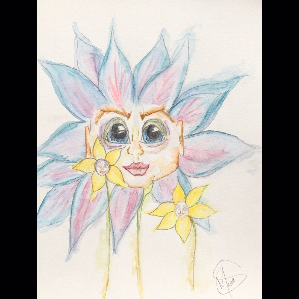 Maria Scalf Floral Flowers Earth ORIGINAL PAINTING Watercolor 9x12 Expressionism