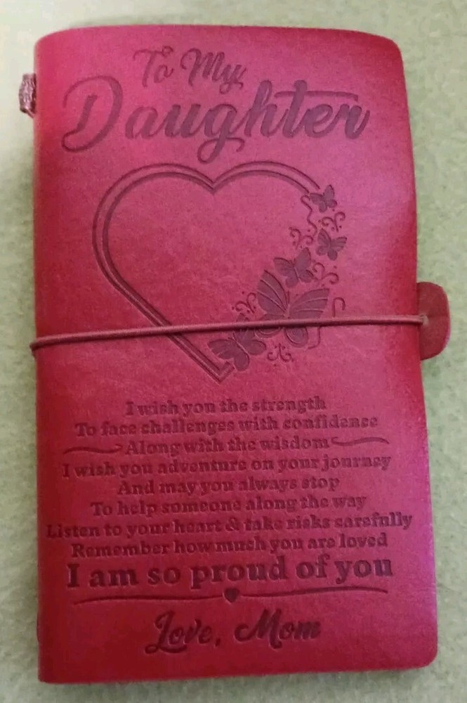Red Leather Memory Journal for Daughter - Graduation Birthday Gift Keepsake