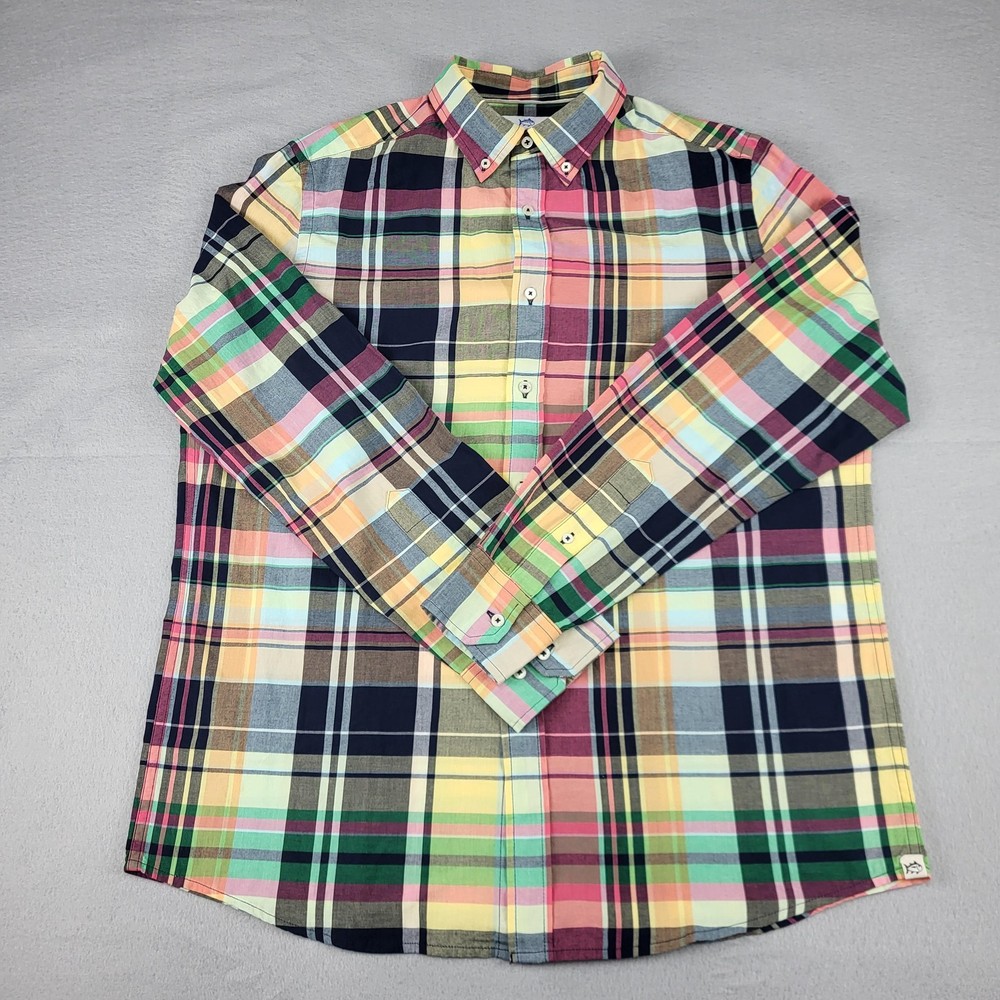 Southern Tide Shirt Mens Large Multicolor Plaid Button Down Long Sleeve Casual