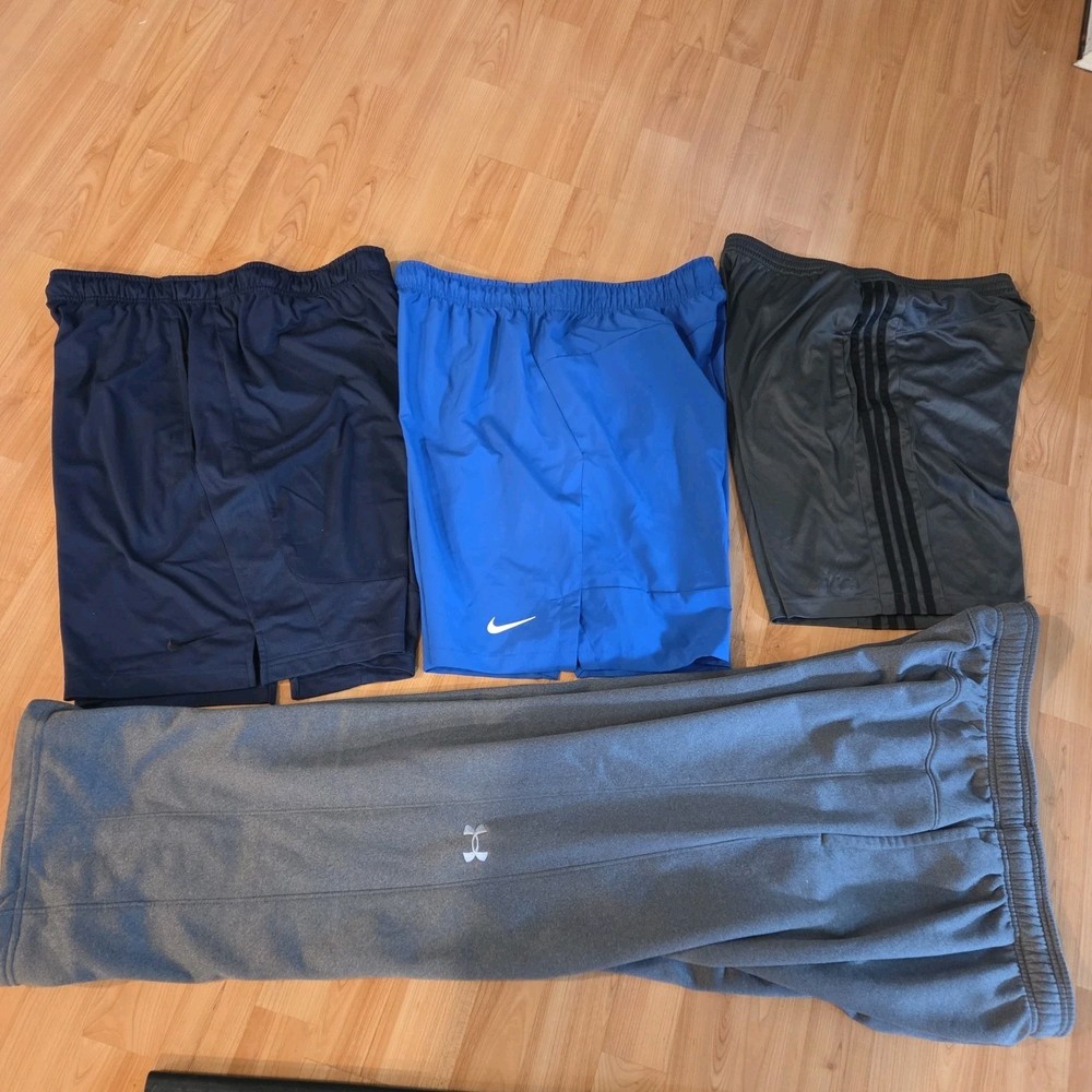 NIKE ADIDAS UNDER ARMOUR Men's Sz XL Athletic Shorts Pants Lot Of {4} Pockets