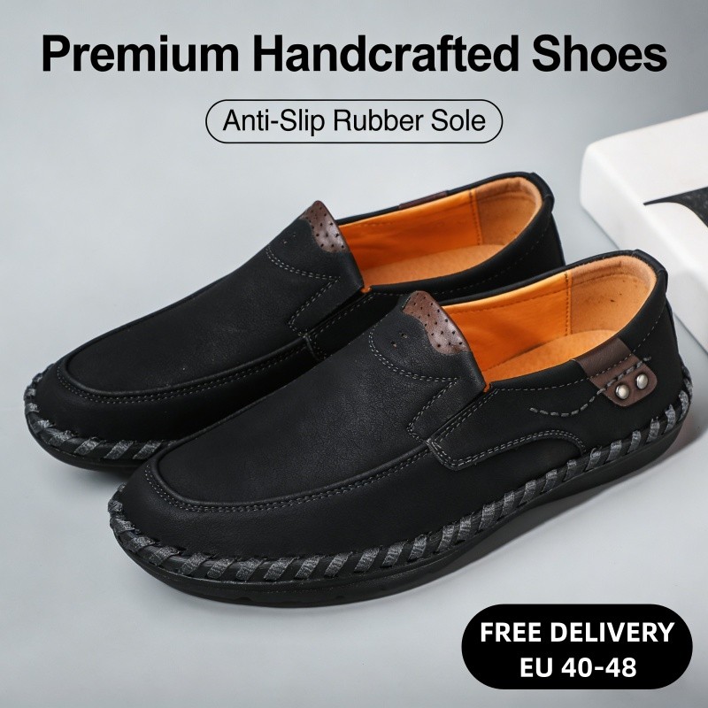 Men's Slip on Loafers Business Synthetic Leather Shoes Casual Driving Shoes EU48