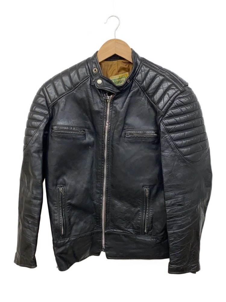 60S 70S/Brimaco/Leather Jacket Blouson/-/Leather/Blk 3503