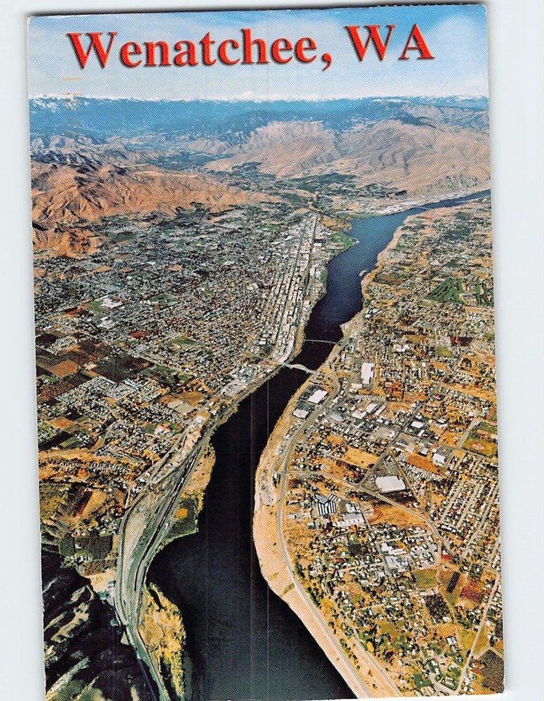 Postcard Aerial View Wenatchee Washington USA