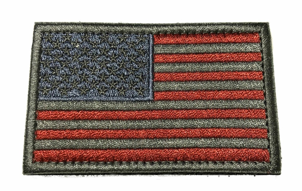 US Flag Subdued Embroidered Patch Hook Backing Applique Biker Emblem Tactical
