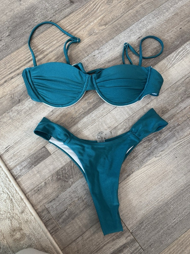 Shein Women's Blue Teal Cheeky Bikini Set Size Small