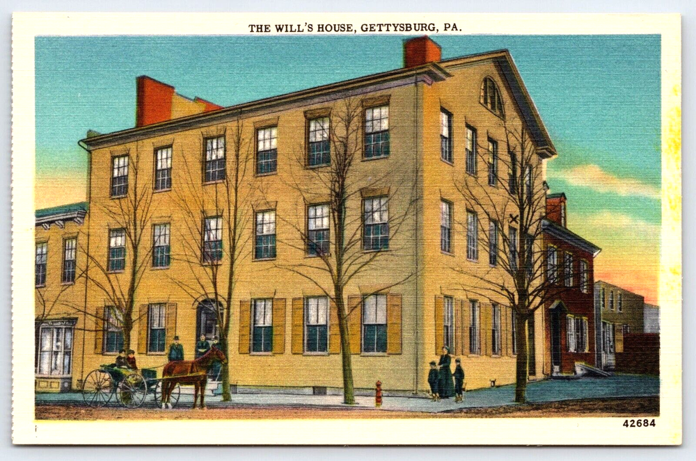Original Old Vintage Antique Postcard The Will's House Lincoln Gettysburg, PA