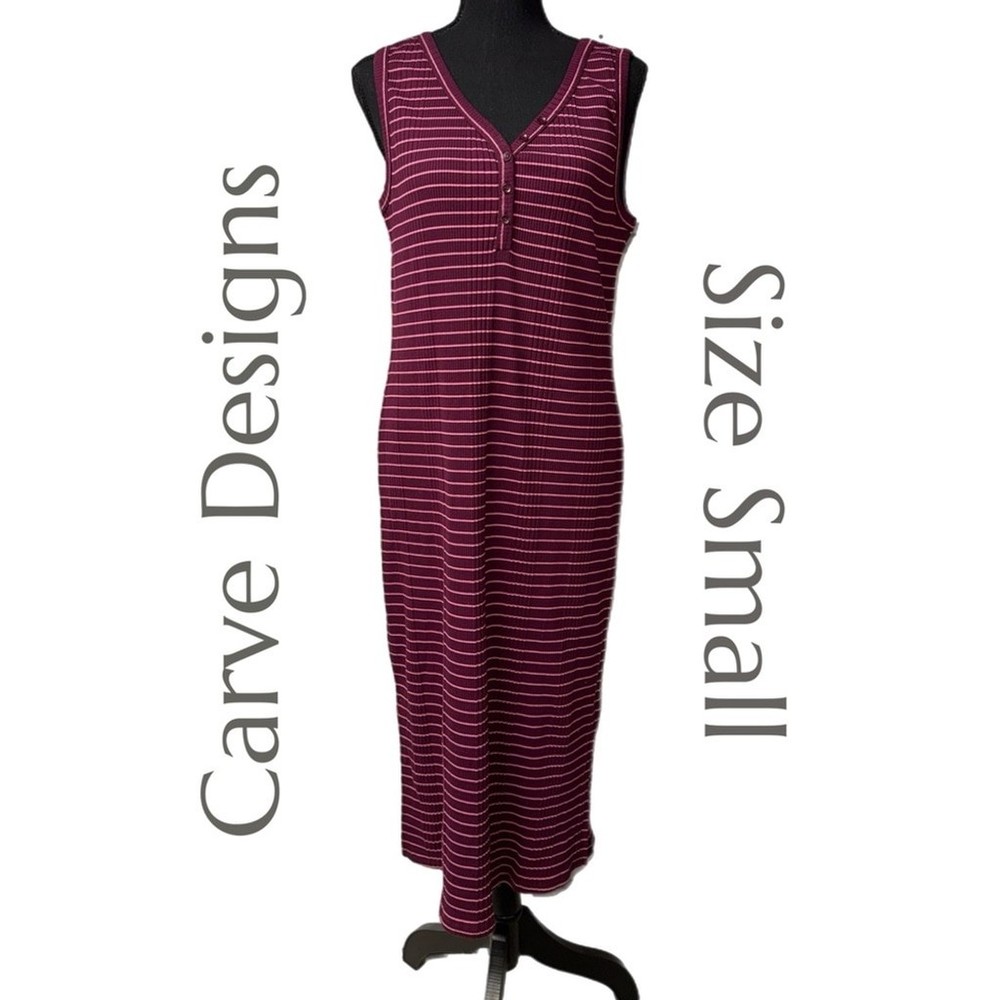 Carve Designs - Sleeveless Striped Midi Dress - Organic Cotton Blend -Size Small
