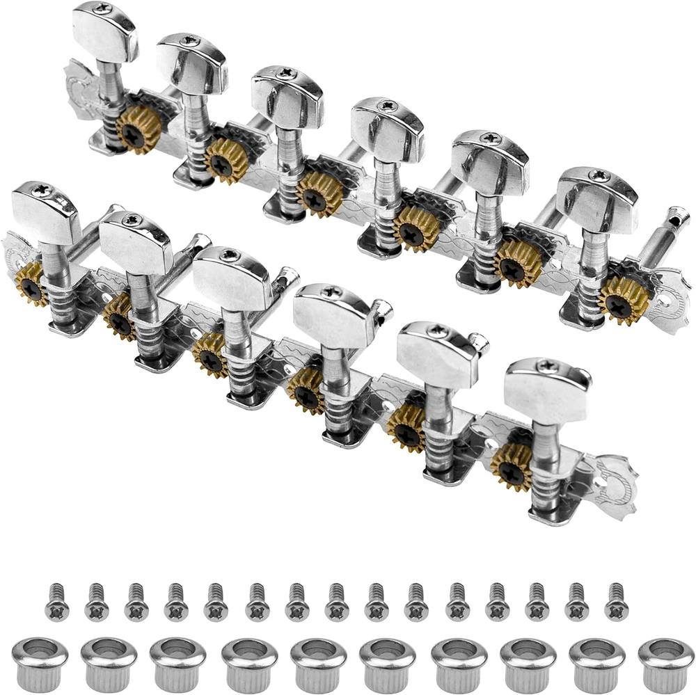 12 String Guitar Metal Tuning Pegs Machine Heads Tuning Keys 6R6L Tuners 1:14...