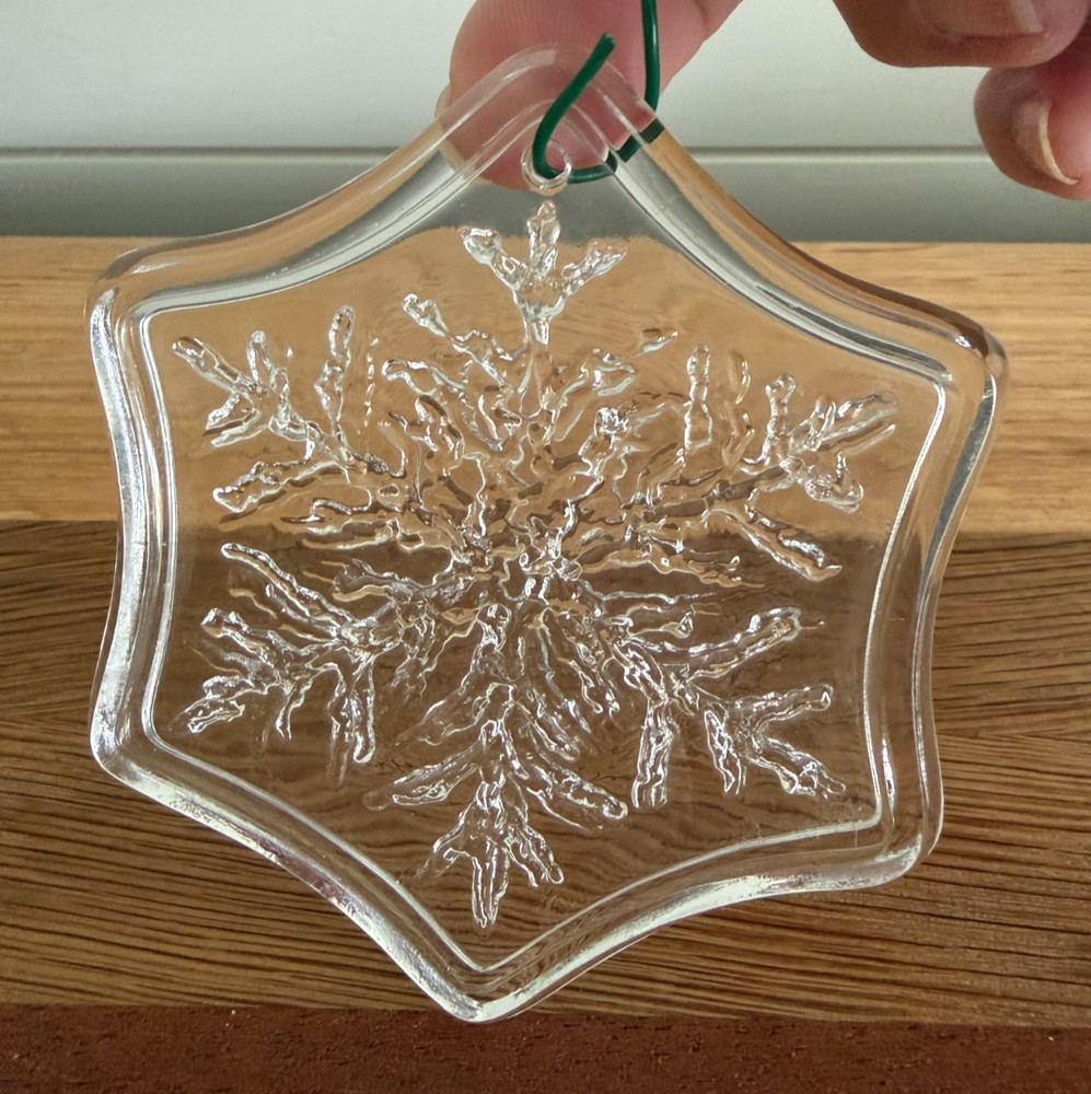 Vintage Fostoria Lead Clear Crystal Christmas Ornament Snowflake
