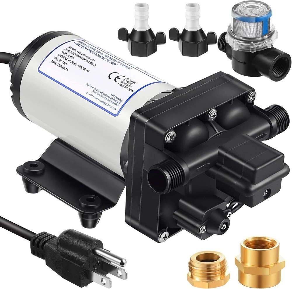 Water Pressure Booster Pump Self Priming Water Pump with Power Plug Kitchen New