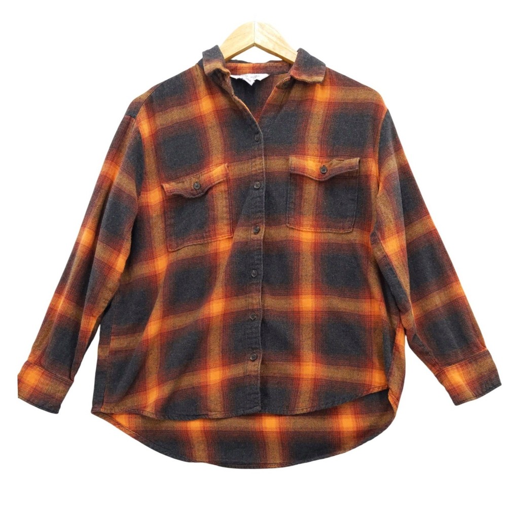 Old Navy Flannel Shirt Sz M Plaid Boyfriend Fit Evermore Swiftie Taylor Swift