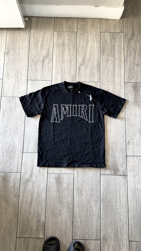 AMIRI Black Logo Crewneck Short Sleeve Men's Regular Fit Jersey Tee M Cotton