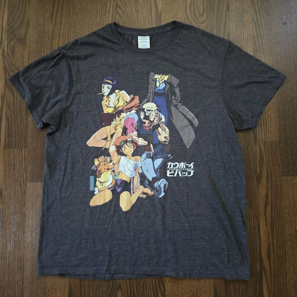 Gray Cowboy Bebop T-shirt anime graphic tee Spikel Faye Y2K - Adult Large