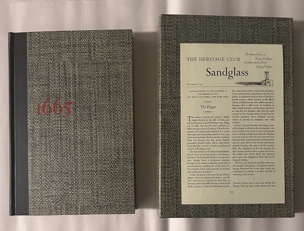 HERITAGE PRESS Vintage 1968 A Journal of the Plague Year W/ Slipcase & Sandglass
