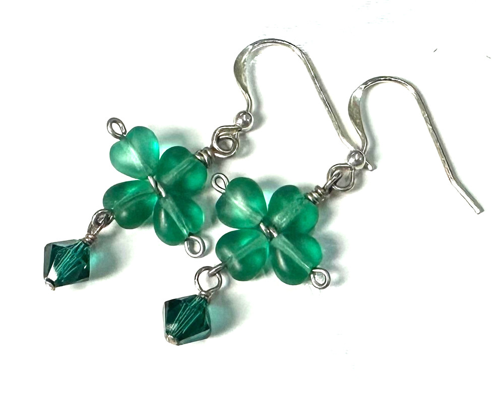 Vintage Four Leaf Clover Earrings MARKED 925 Sterling Silver Jewelry Lot I