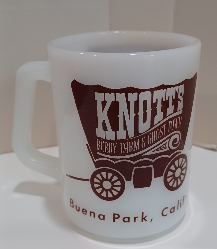 Fire King Milk Glass Mug - Knott's Berry Farm & Ghost Town Buena Park - CATHY