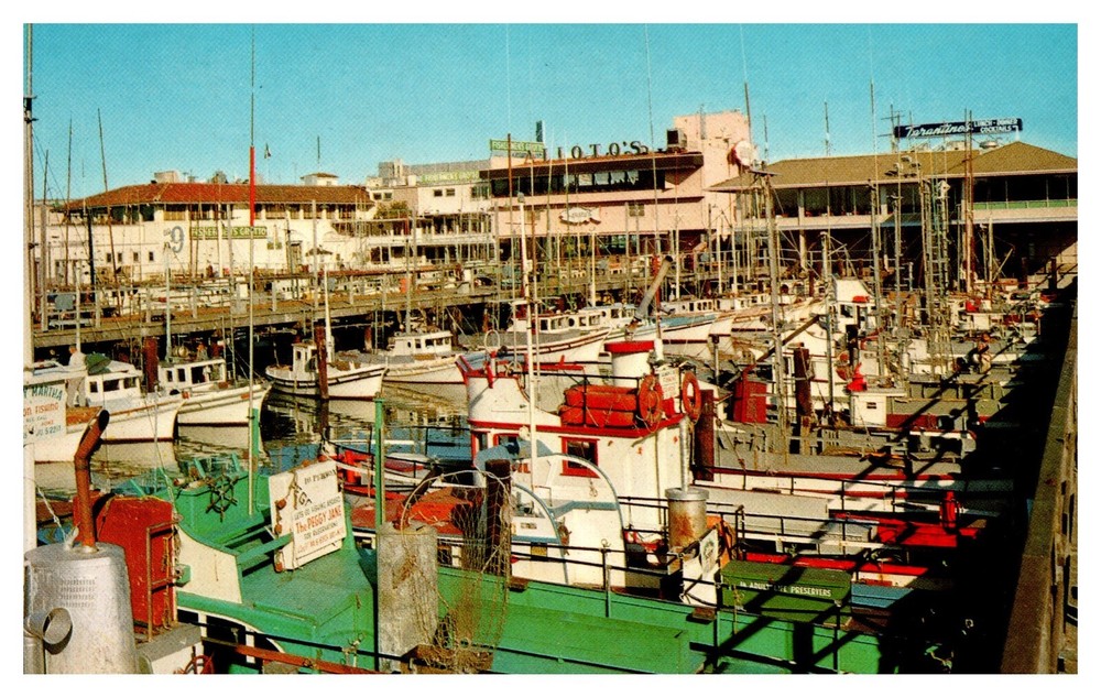 San Francisco CA California Fisherman's Wharf Fishing Boats Chrome Postcard