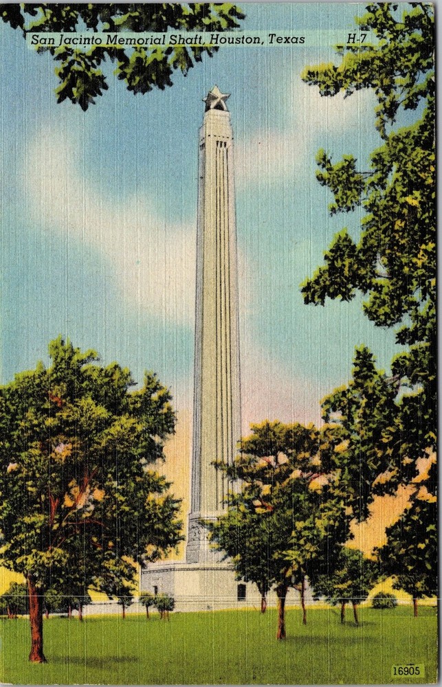 Houston TX-Texas, San Jacinto Memorial Shaft, Vintage Postcard