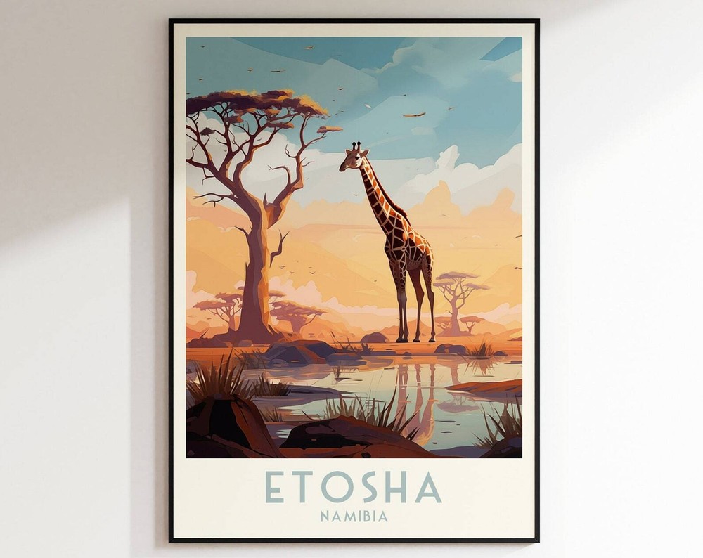 Etosha Travel Printnamibia Print Canada Home Decor Retro Wall Art Wedding