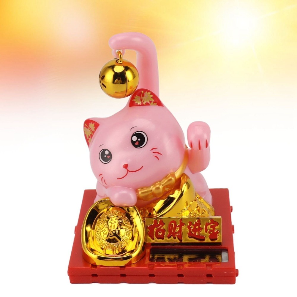 Arm Waving Fortune Cat Solar Powered Light Induction Lucky Cat Decoration