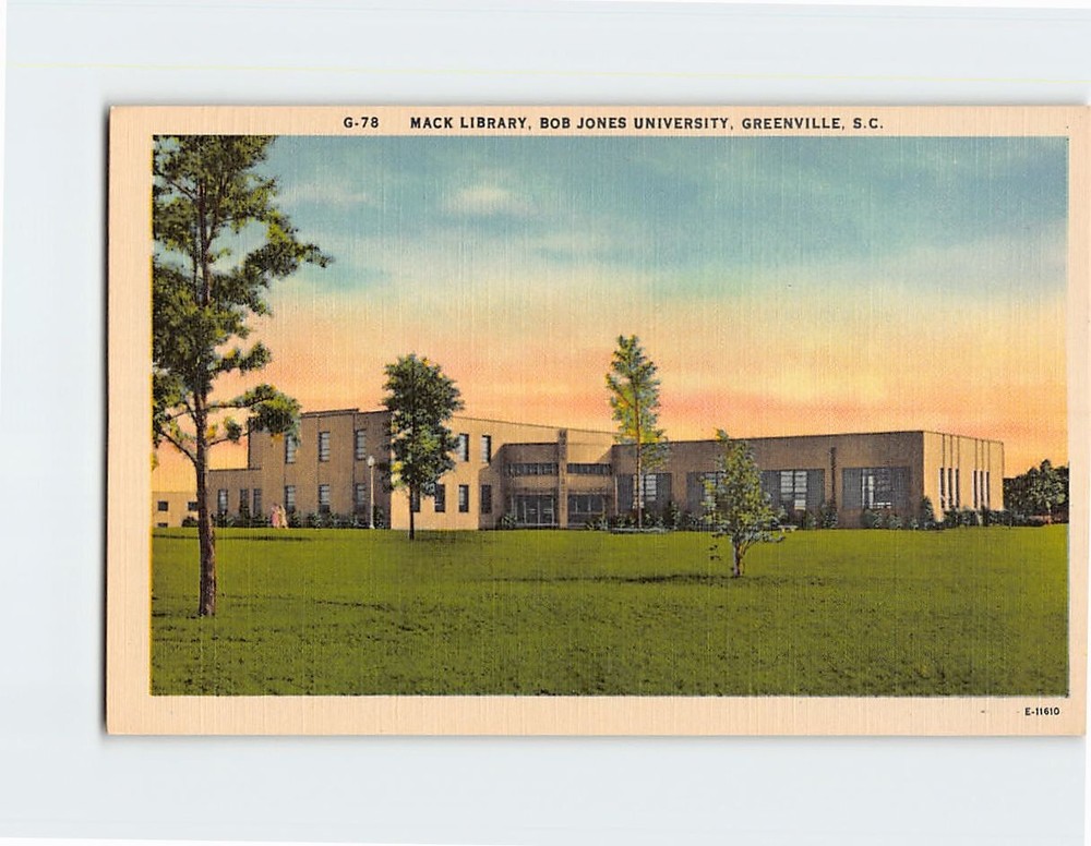Postcard Mack Library Bob Jones University Greenville South Carolina USA